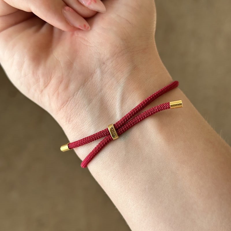 Enamel Color Cord armbånd i forgyldt sølv i Bordeaux1